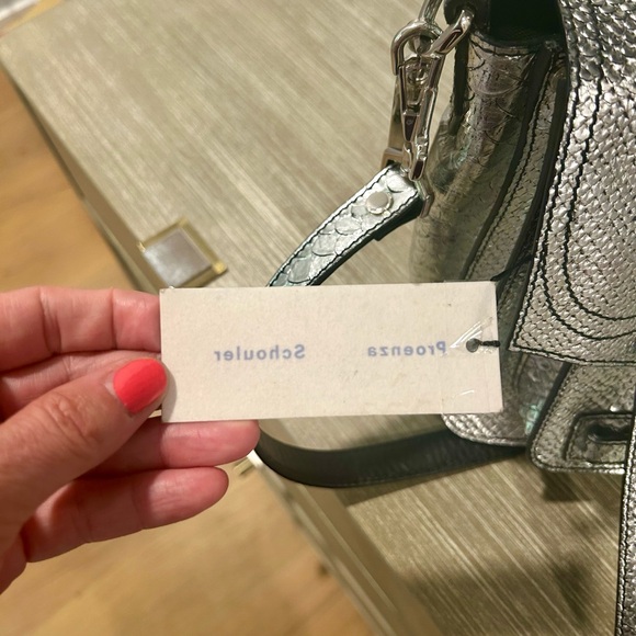 Proenza Shouler Embossed Python Silver PS1 Medium Plus Satchel/Crossbody Handbag - Picture 8 of 15